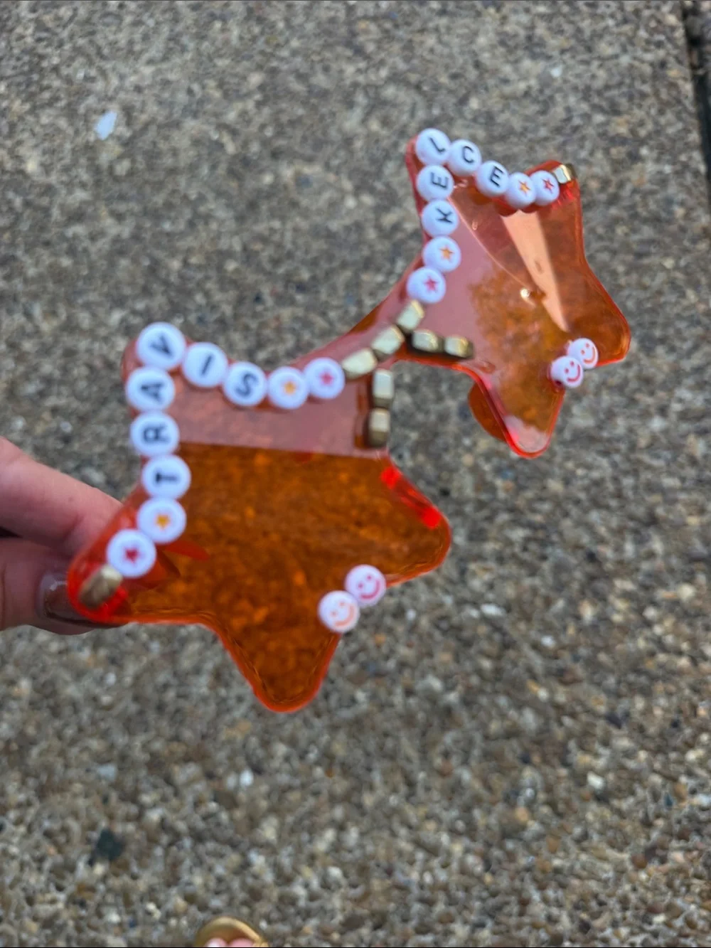 Orange Travis Kelce Star Sunglasses with Beaded Smile & Star Accents / Taylor!